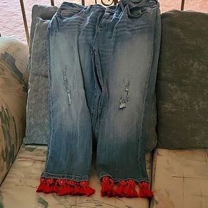 Anthropologie pilcro tassel crop jeans